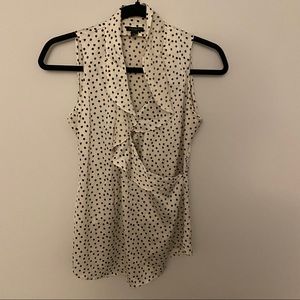 Ann Taylor Polka dot print ruffled collar blouse